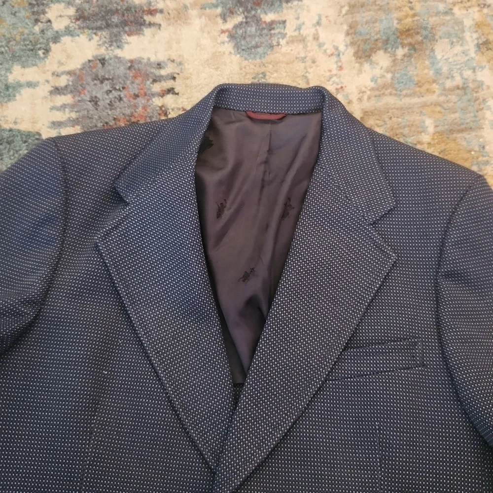 HART SCHAFFNER & MARKS WALLACHS Navy Knit Sports Coat, Blazer SIZE 40 VINTAGE